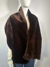 FORGE-A-HEAD Shawl Brown Faux Fur Leopard Print Black Lined