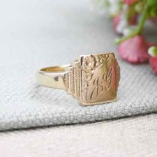 Vintage 9ct Gold Signet Ring 1966 Engraved - Initial Letters JG | Heavy Solid