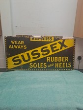 Large  Early Sussex Rubber  Enamel Sign Advertising Sign - 91cm X 46cm