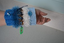 Twiddle cuff Hand Knitted blue