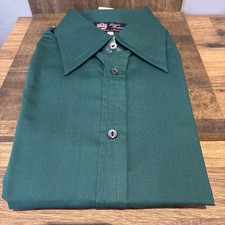 Vintage Linton Redway  Mens Shirt Long Sleeve Size 16" Collar Dark Green