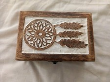 Wooden Trinket Box With Dream Catcher Design On Top