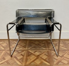 Original 1980’s Marcel Breuer Wassily Knoll Style Leather & Chrome Chair Bauhaus
