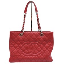 CHANEL GST Matelasse Tote Bag Caviar Skin Chain Shoulder Red A50995