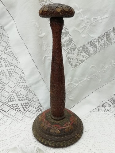 Antique kashmir wooden hat - antique, wig
