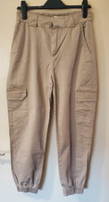 BNWOT Ladies Cuffed Cargo Trousers Pockets Size M/12 PULL&BEAR