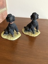 Border fine arts black poodle x2 Blue And Red Collar By Ray Ayres 1983.