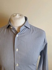 Charles Tyrwhitt Shirt Navy Check 16" - 33" Slim Fit Non Iron 