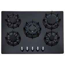 SIA 70cm 5 Burner Black Glass