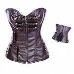 CHAIN DETAIL FAUX LEATHER CORSET/BASQUE - FREE P+P