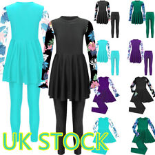UK Kids Girl Rash Guard Swimsuit Full Body Cover Hijab Conservative Burkini