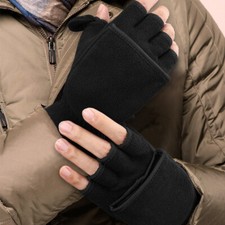 Convertible Fleece Lined Elasticated Warm Hand Result Gloves Mittens Fingerless