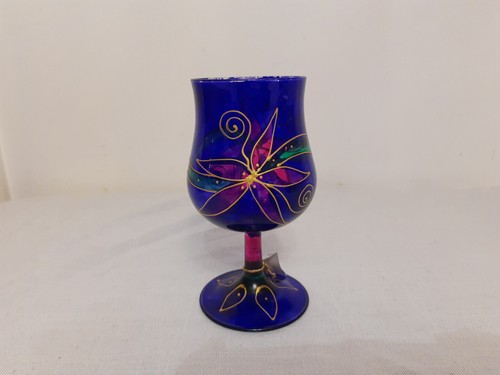 Blue wine glass goblet hand - goblet,