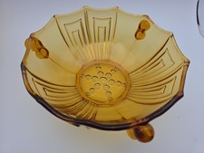 Beautiful Vintage Art Deco Amber Glass Stolze Fruit Bowl 8 1/2"