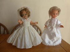 2x 1950/60's Vintage French 13" Dolls Gigi & Bella Original Bride Clothing