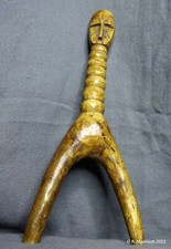 Baule Wooden Slingshot West Africa with face mask Tribal Art