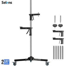 8ft Wheels Heavy Duty Light Stand Tripod Studio Photography Grip Locking Handle