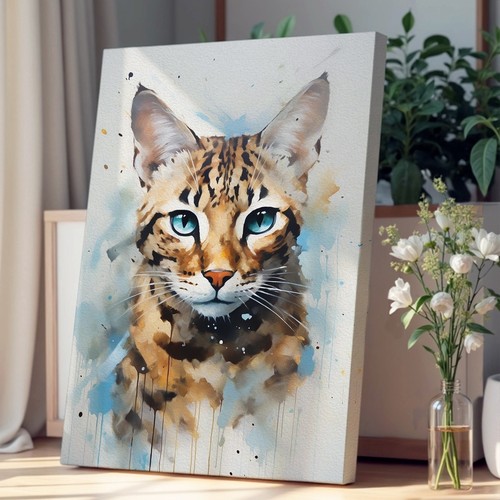 Bengal cat gestural art canvas - gestural,