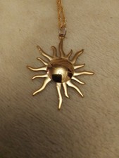 Large Wild Sun Pendant Gold Plated Pendant With Temporary Wave Chain 