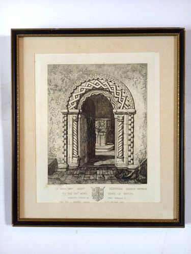 Framed engraving door - framed, door-way