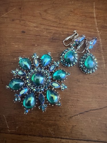 Vintage blue green rhinestone - vintage,