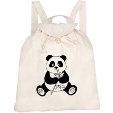 'Panda Eating' Canvas Rucksack
