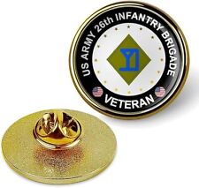 US Army 26th Infantry Brigade Veteran Tie Suit Shirt Lapel Pin - Gold