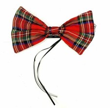 GIANT NERD TARTAN BOW TIE FANCY DRESS COSTUME TIE UP MENS LADIES CUTE SCOTISH