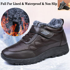 Mens Waterproof Walking Hiking Warm Fur Lined Ankle Boots Trainers Shoes Size UK