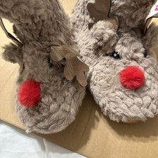 Reindeer Novelty Adult bootie Slippers, Size 7