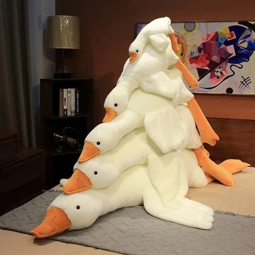 Giant fluffy white goose plush - white,