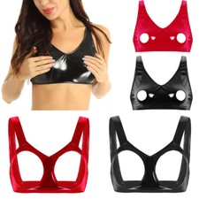 Women Sexy Cupless Bra PVC