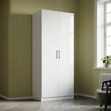 White High Gloss 2/3 Door Wardrobe with Hanging Rails Bedroom Furniture 2 Set 