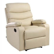New NQP Cream Bonded Leather Manual Recliner- FREE SET UP-LOCAL DELIVERY ONLY