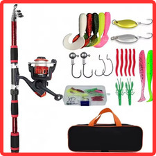 1.8m Telescopic Fishing Rod & Reel Set with Tackle and Bag