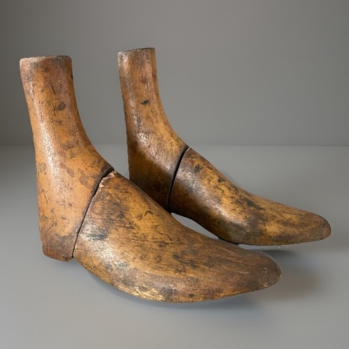 Pair antique wooden shoe lasts - wooden,