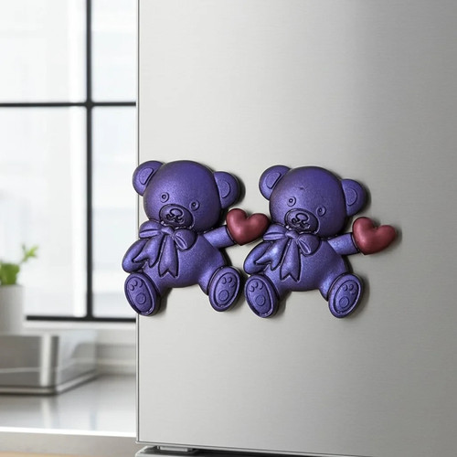 Metallic cute teddybear fridge - metallic,