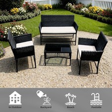 4 Piece Rattan Garden Sofa