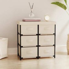 Storage Cabinet with 6 Drawers 55x29x55 cm Cream Steel vidaXL