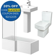 Bathroom Suite L Shaped Bath LH or RH Screen 1700 Toilet WC Basin Sink Square