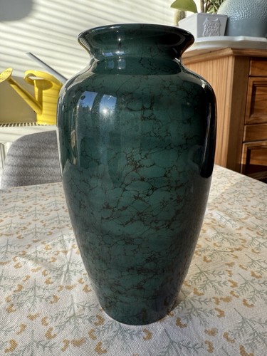 Teal ceramic vase with - teal,