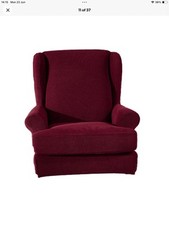 2 X Wing Back Chair and Seat Covers In Red, Immaculate as Just Tried on.