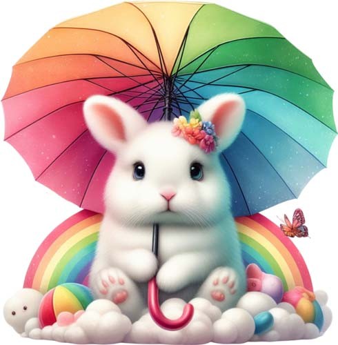 Easter bunny rainbow umbrella - rainbow,