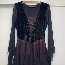 ‘Dark Star’  Jordash Cobweb lace/net dress, red underskirt,witchy Halloween LARP