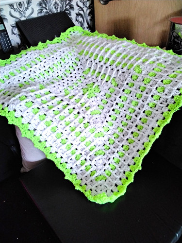 Baby blanket green and - green, white