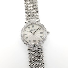 Michel Herbelin Perles 16873.B Silver Guilloche Dial 44 Crystals Date 16873/44
