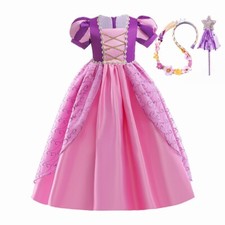Girls Rapunzel Dress Up Set Princess Costume & Accessories for Party Birthday