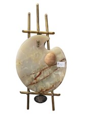 Antique Brass & Onyx Art Easel Form Pocket Watch Holder 8 1/2” X 4 1/4” X 4 1/4”