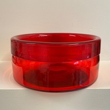 VTG 60s 70s RED ART GLASS BOWL FOLDED EDGE Erik Hoglund Swedish Retro MCM Design