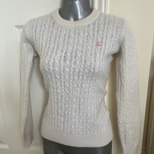 Jack Wills Off White Cream Cable Knit 50% Merino Wool Jumper Ladies Size 6
